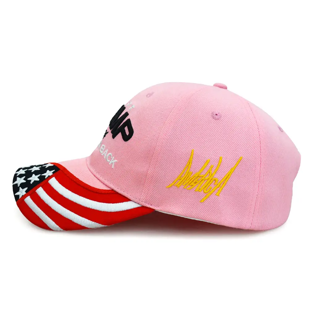 Pink 2024 Embroidered Baseball Cap with USA Flag Design — feature 9