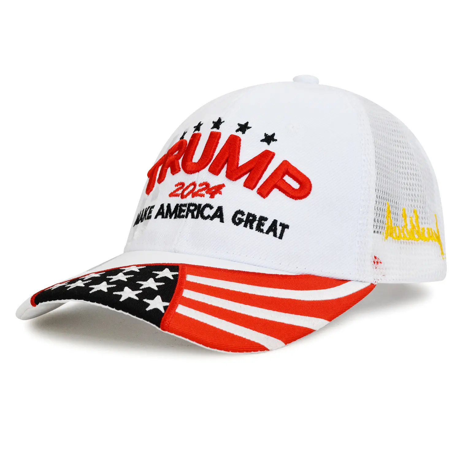 Pink 2024 Embroidered Baseball Cap with USA Flag Design