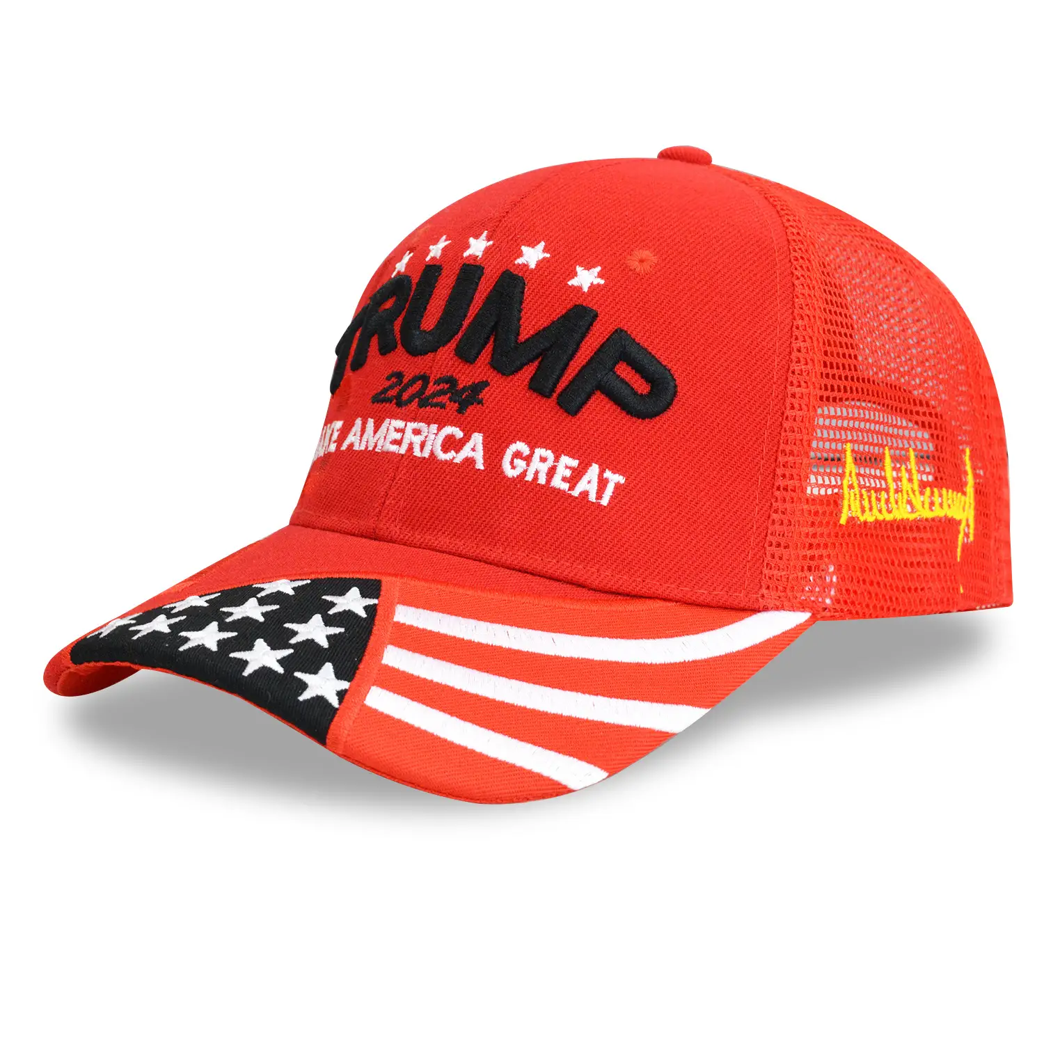 Pink 2024 Embroidered Baseball Cap with USA Flag Design