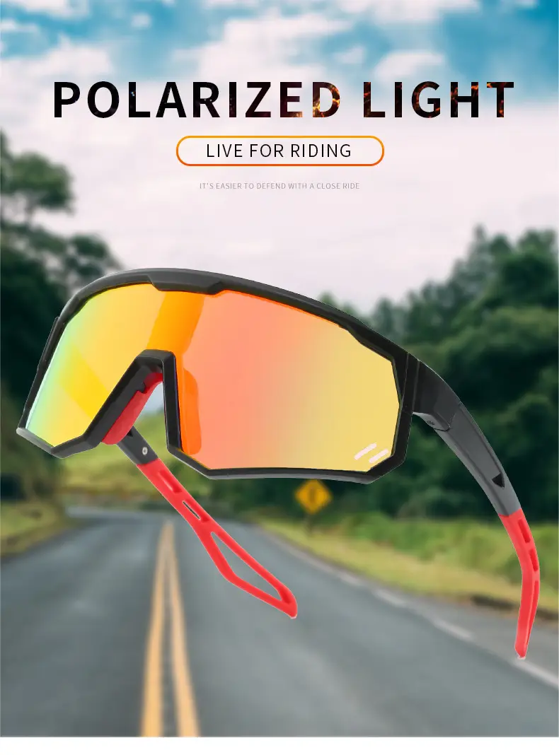 Cross-border sports cycling sunglasses large frame black polarized — feature 48