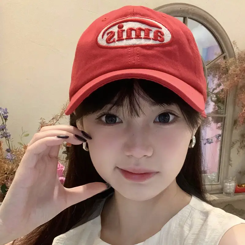 Korean-style Red Baseball Cap Women Spring Summer Wide Brim - Image 8