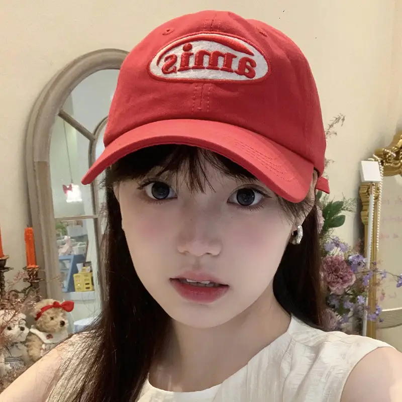 Korean-style Red Baseball Cap Women Spring Summer Wide Brim - Image 9