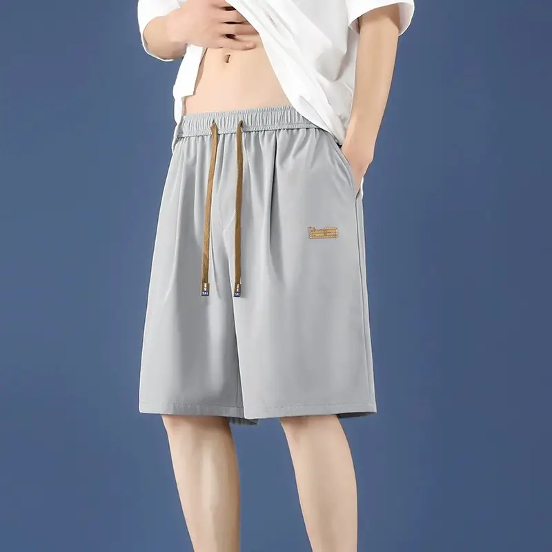 Men Loose Grey Sports Shorts Ice Silk Summer - Image 2