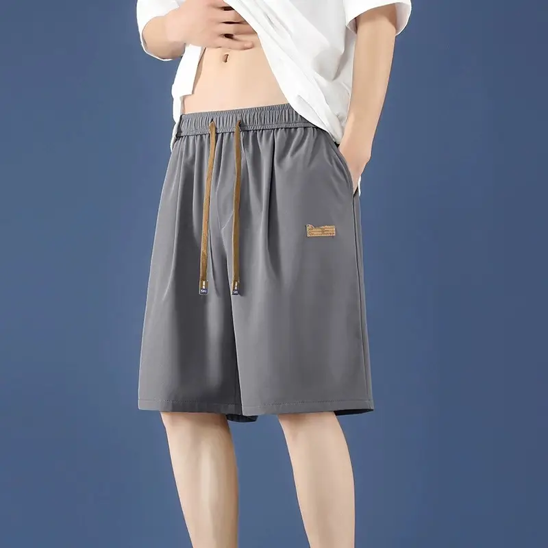 Men Loose Grey Sports Shorts Ice Silk Summer - Image 3