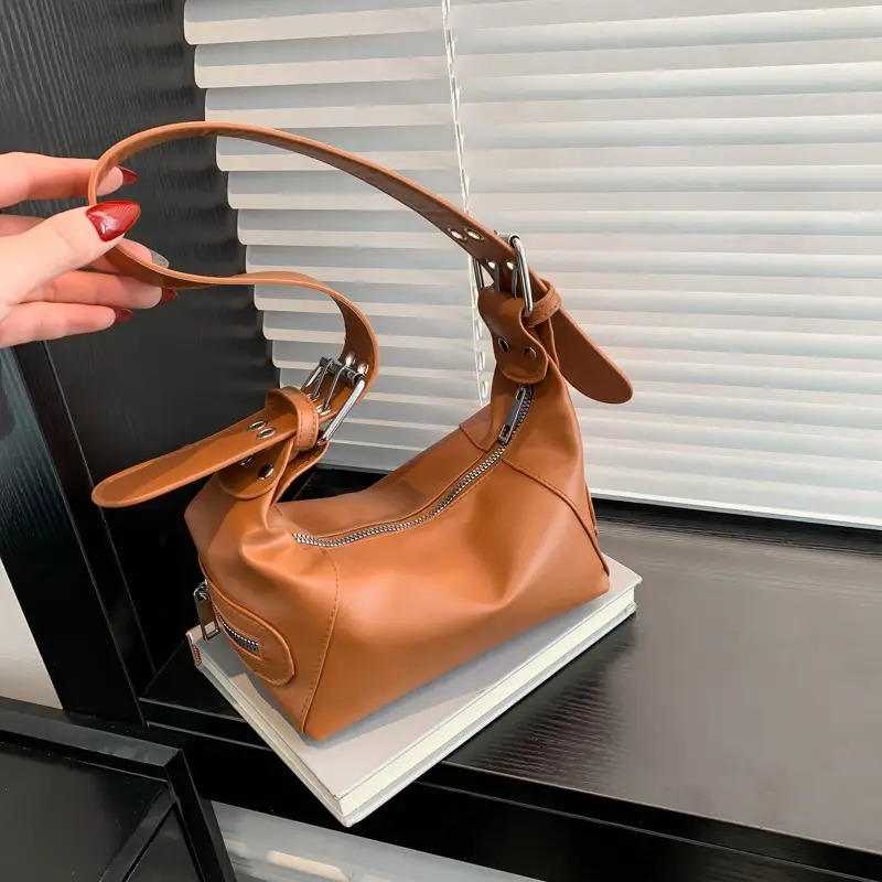 Silver Leather Shoulder Bag for Women Spring Summer - Image 5