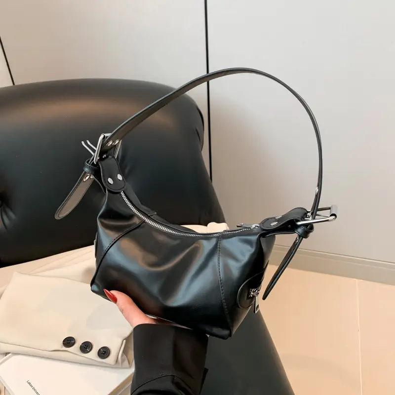 Silver Leather Shoulder Bag for Women Spring Summer - Image 6