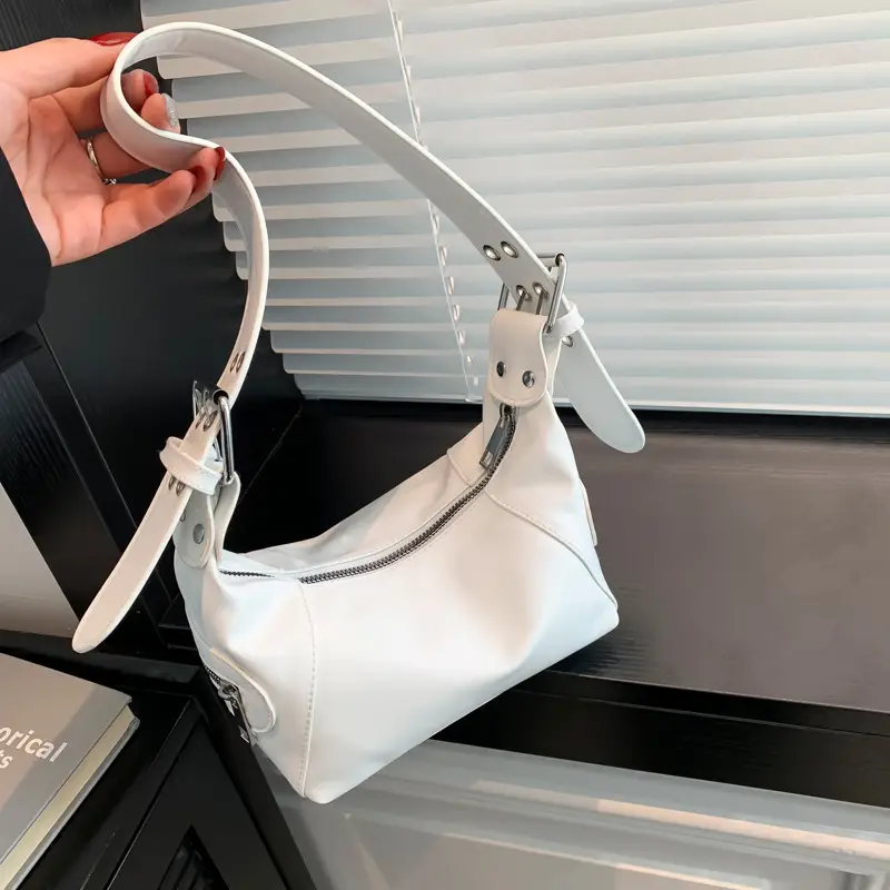 Silver Leather Shoulder Bag for Women Spring Summer - Image 7