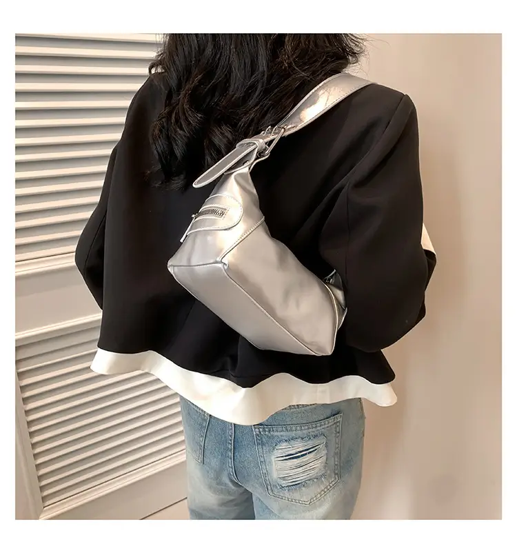 Silver Leather Shoulder Bag for Women Spring Summer — feature 20