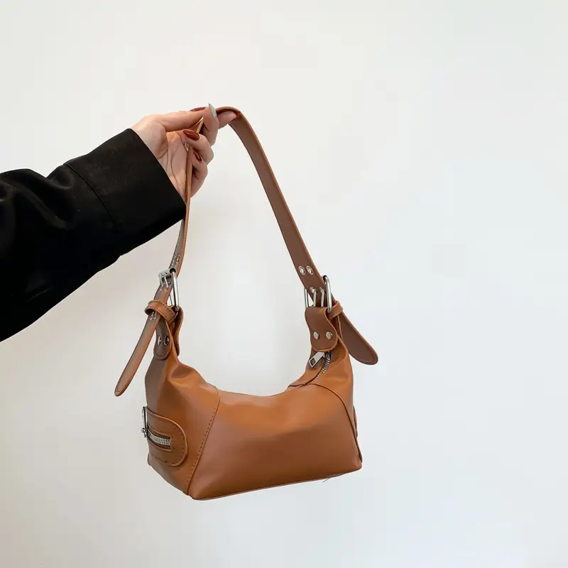 Silver Leather Shoulder Bag for Women Spring Summer - Image 4