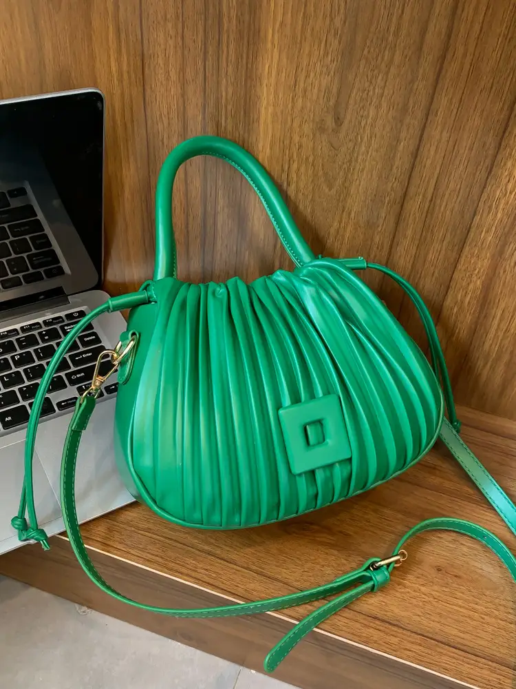 Green Textured Shoulder Crossbody Bag for Women 2024 - Image 9
