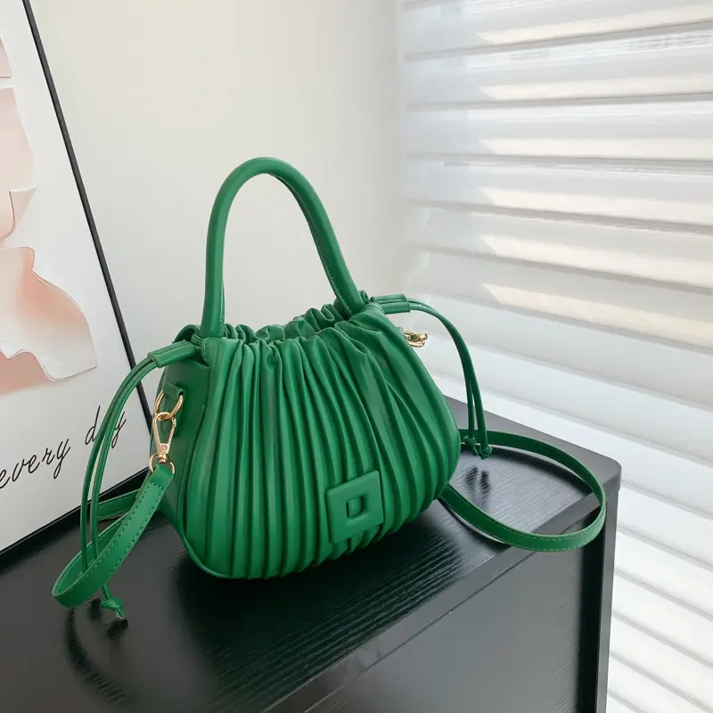 Green Textured Shoulder Crossbody Bag for Women 2024 - Image 5