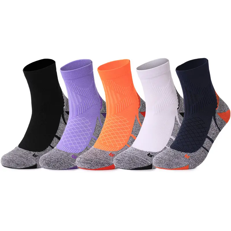 CoolMax Professional Running Socks Women's Thickened Towel Bottom Basketball Socks Men's Medium Tube Breathable Antibacterial Sports Socks