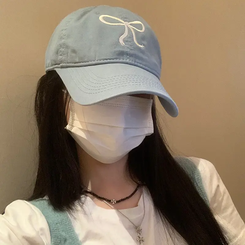 Bow Embroidered Pink Baseball Cap for Women - Image 5
