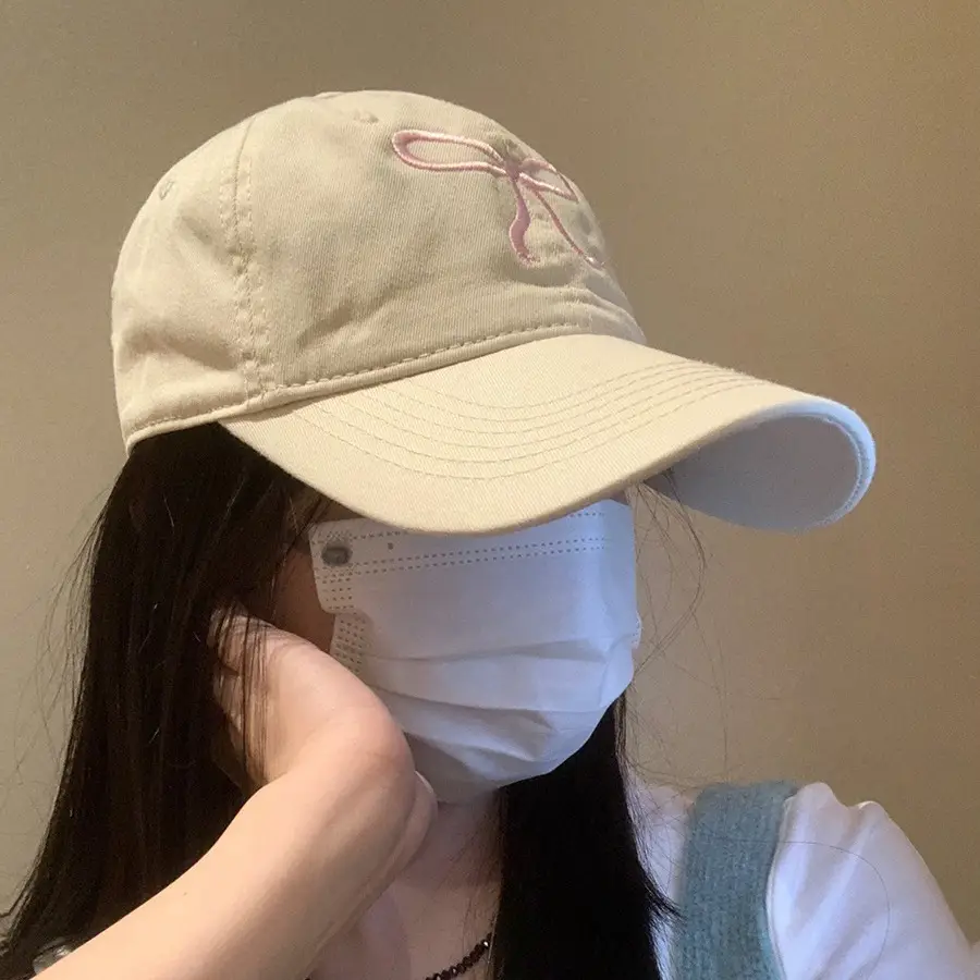 Bow Embroidered Pink Baseball Cap for Women - Image 8