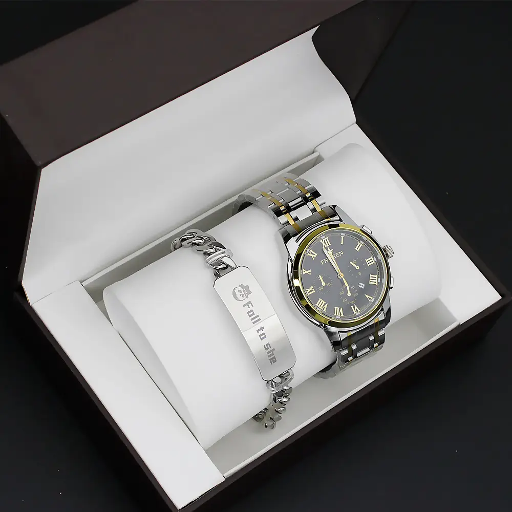 Couple Watch Set Gold White Quartz Bracelet Gift — feature 4