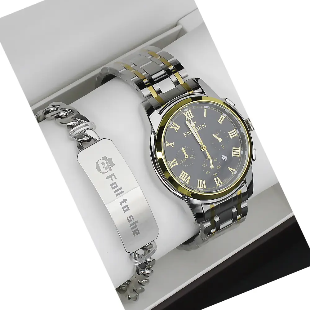 Couple Watch Set Gold White Quartz Bracelet Gift — feature 6