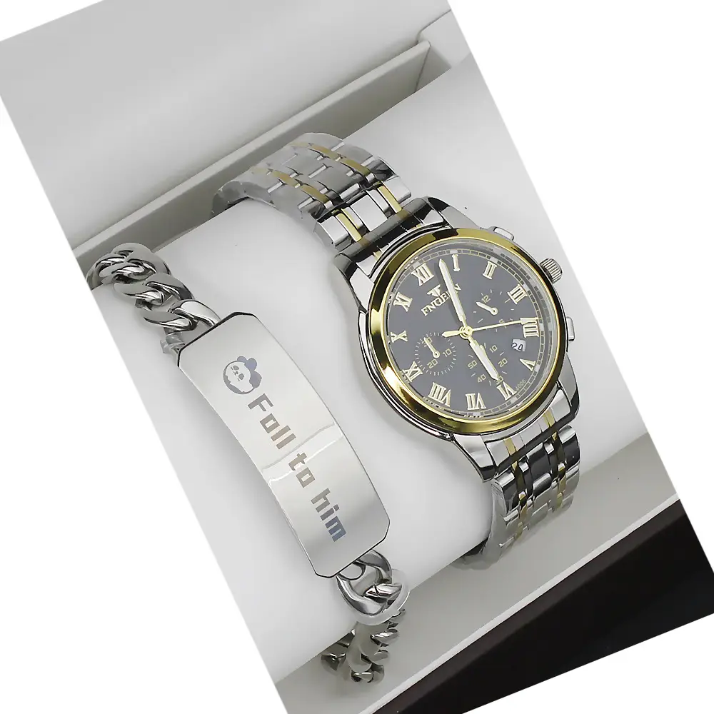 Couple Watch Set Gold White Quartz Bracelet Gift — feature 7
