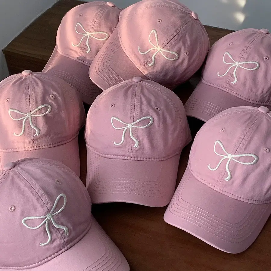 Pink Bow Embroidered Baseball Caps for Women 2024 - Image 7