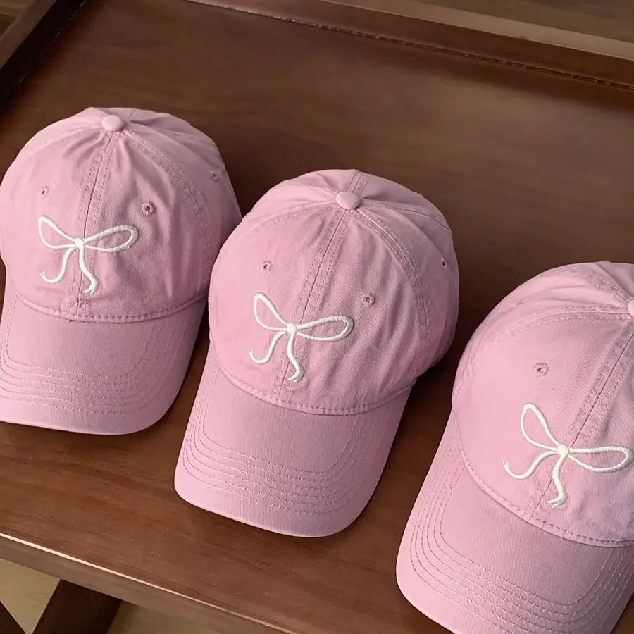 Pink Bow Embroidered Baseball Caps for Women 2024 - Image 8