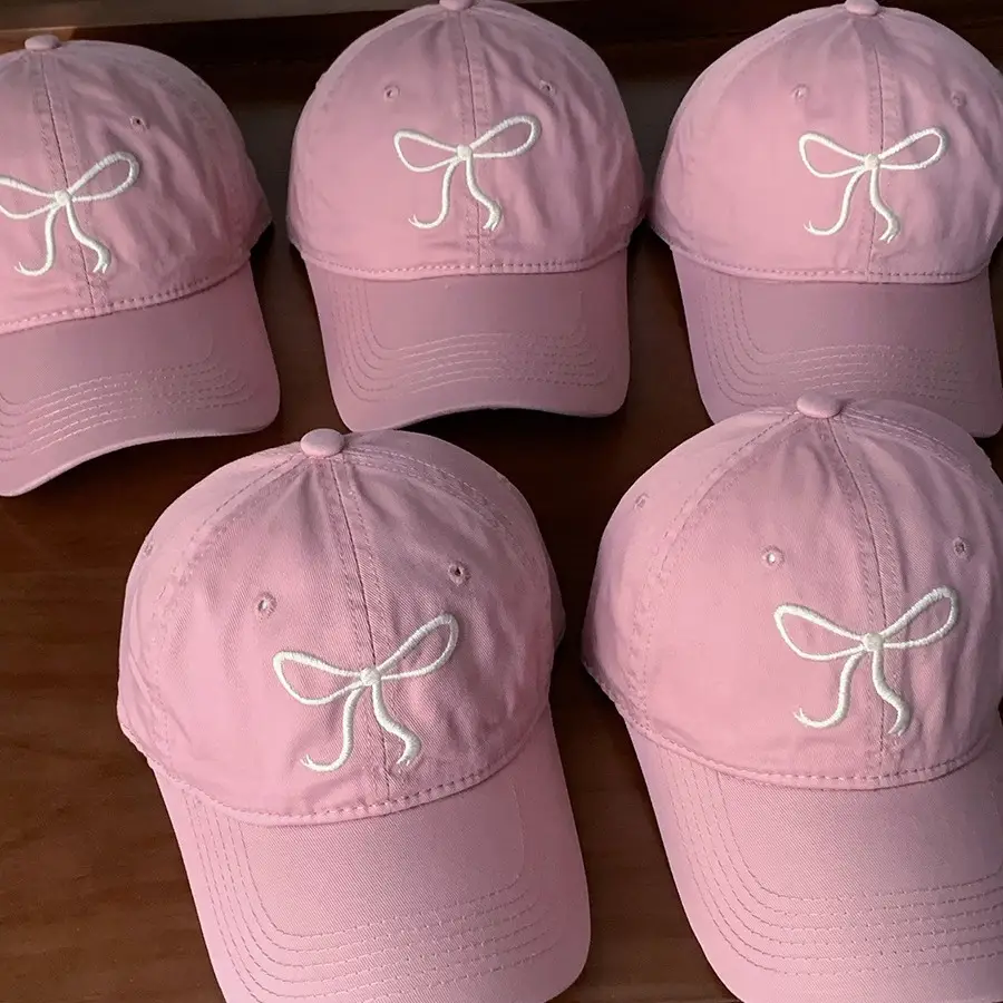 Pink Bow Embroidered Baseball Caps for Women 2024 - Image 10