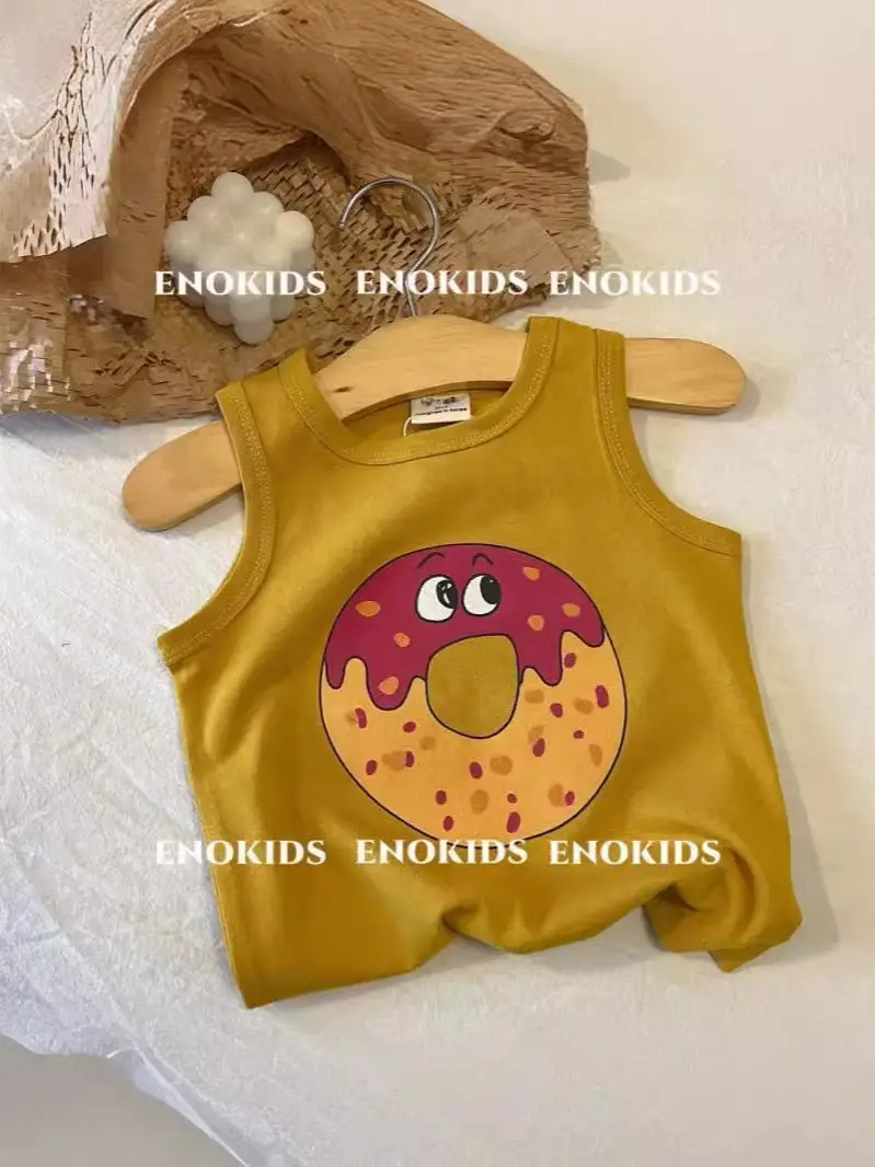 Children Cotton Cartoon Vest Blue Medium Summer Boys Korean Style - Image 8