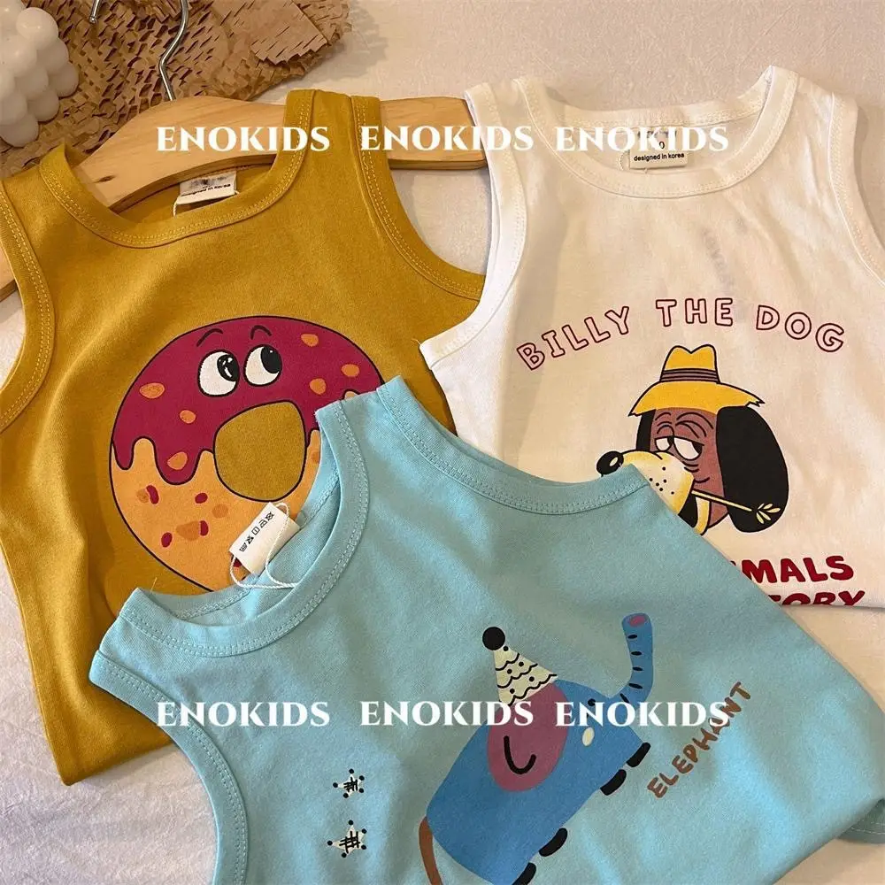 Children Cotton Cartoon Vest Blue Medium Summer Boys Korean Style — feature 4