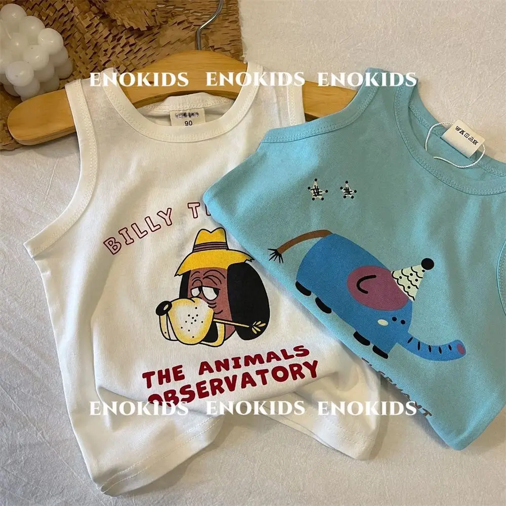 Children Cotton Cartoon Vest Blue Medium Summer Boys Korean Style — feature 6
