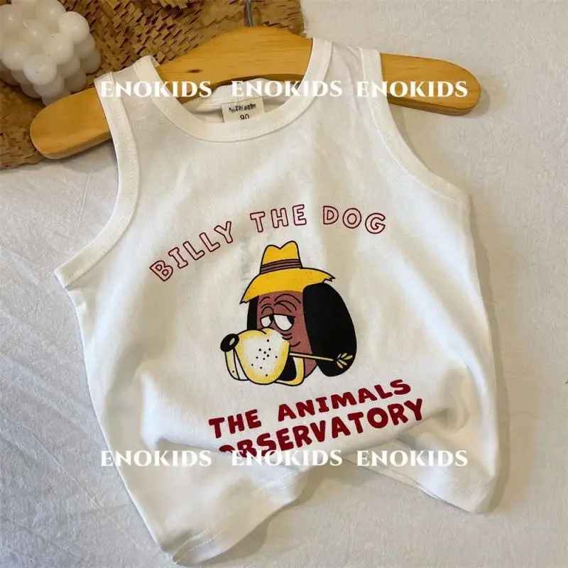 Children Cotton Cartoon Vest Blue Medium Summer Boys Korean Style — feature 8