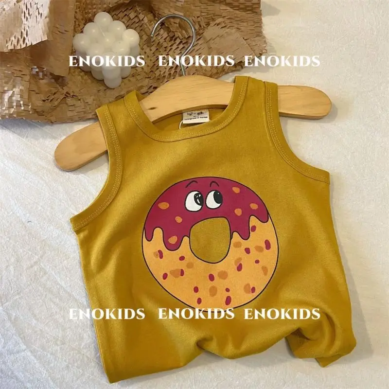 Children Cotton Cartoon Vest Blue Medium Summer Boys Korean Style - Image 2