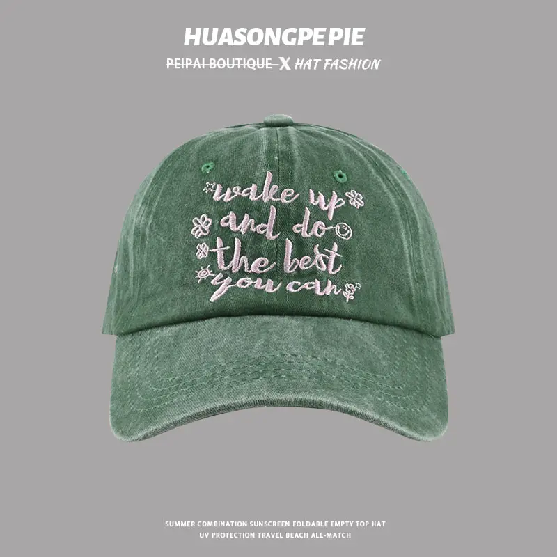 Korean Style Ins Washed Letter Embroidered Baseball Cap Women's American Style Vintage Old Cap Summer Sun Hat All-Match — feature 4