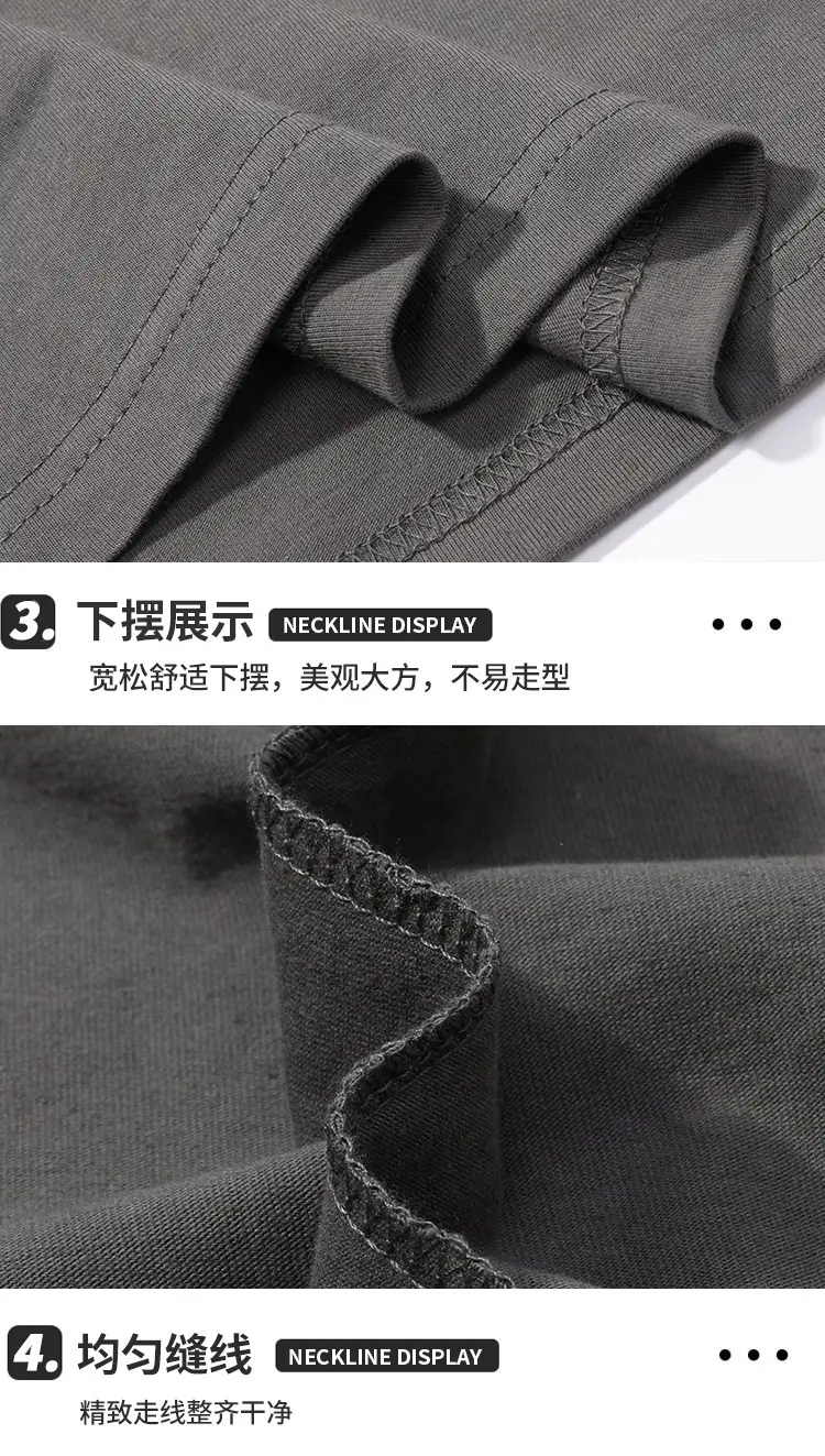 Spring Men T-Shirts Heavy Cotton Crewneck Half Sleeve — feature 12