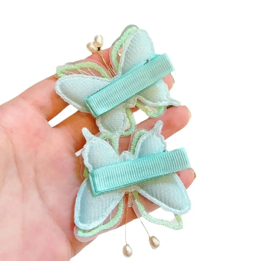 Double-layer Pearl Butterfly Hair Clips for Girls - Image 10