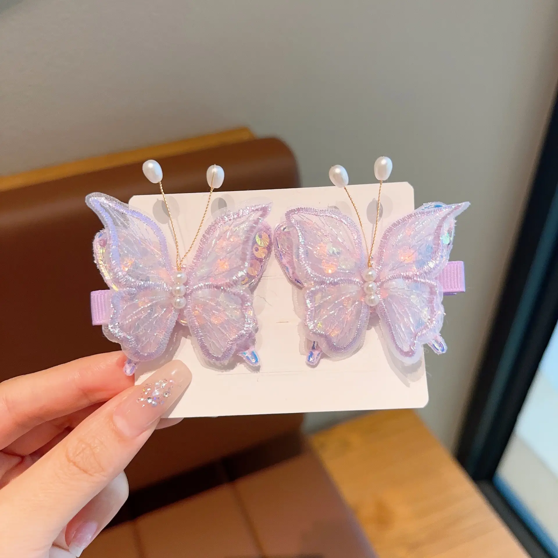 Double-layer Pearl Butterfly Hair Clips for Girls - Image 3