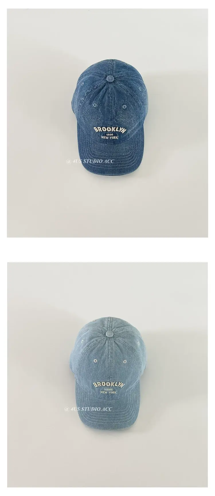 Blue Denim Brooklyn Men's Baseball Cap — feature 3