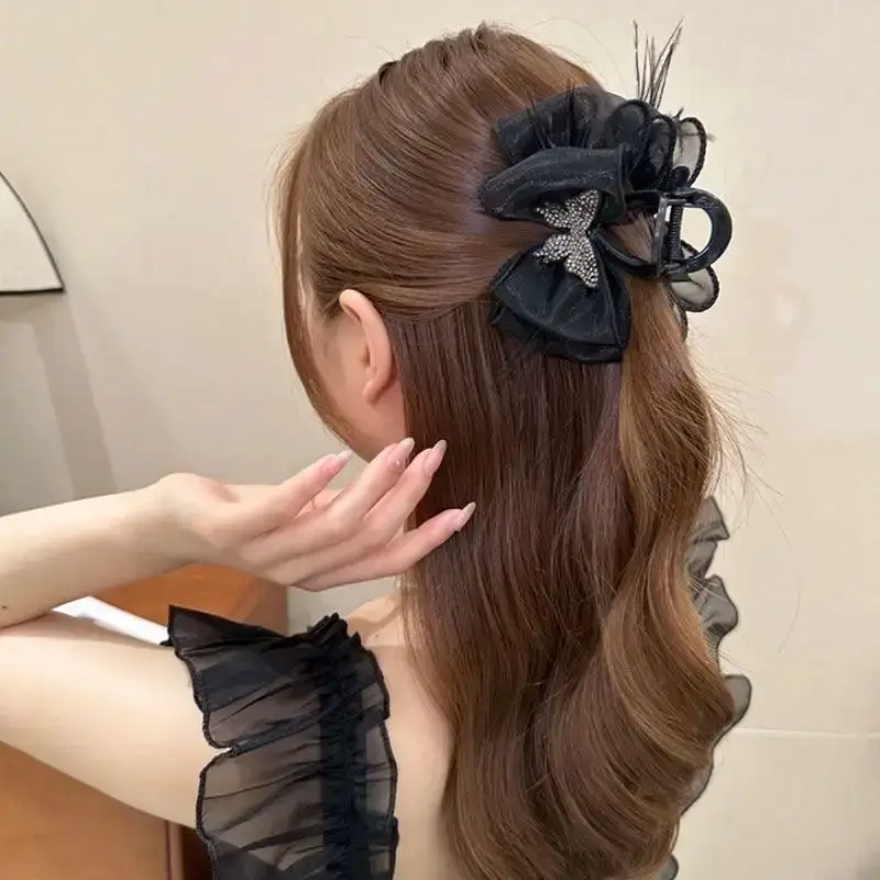 Black Rhinestone Butterfly Hairpin for High Volume & Volume - Image 5