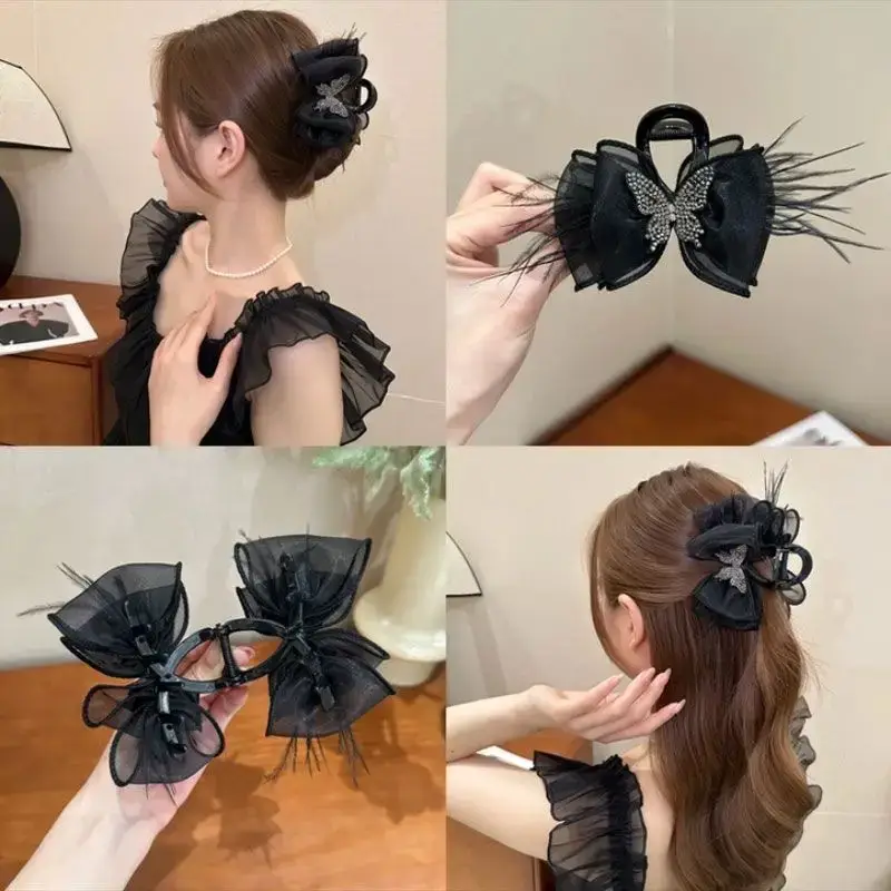 Black Rhinestone Butterfly Hairpin for High Volume & Volume — feature 4