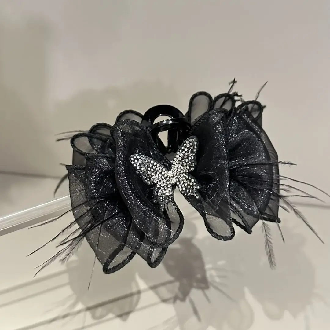 Black Rhinestone Butterfly Hairpin for High Volume & Volume - Image 2