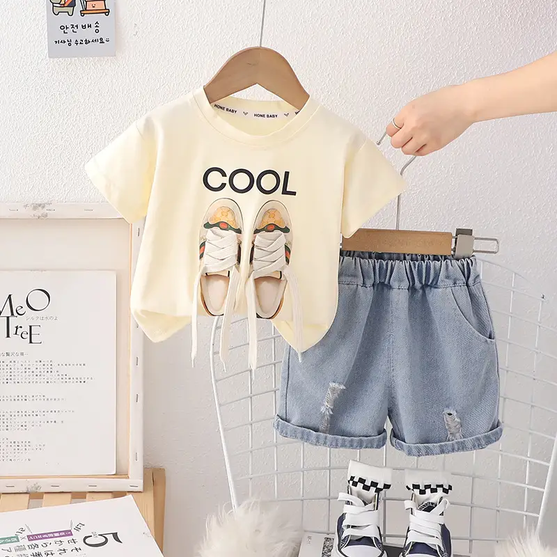 0-5Y Boys Summer T-Shirt Shorts Set Navy Blue Medium - Image 2