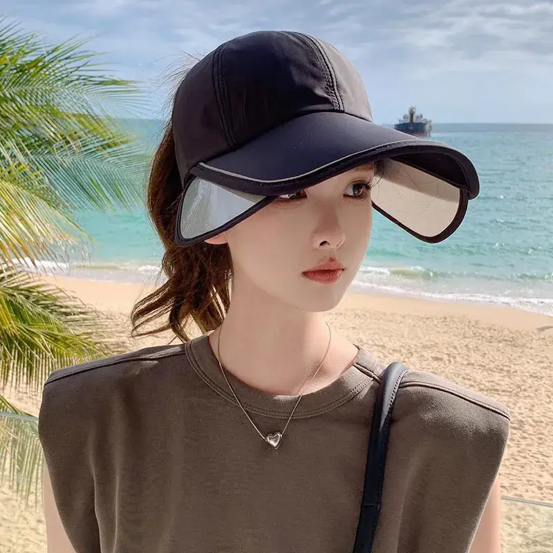 Women Sun Hat Large Bristle Retractable Curved Bristle - Image 2