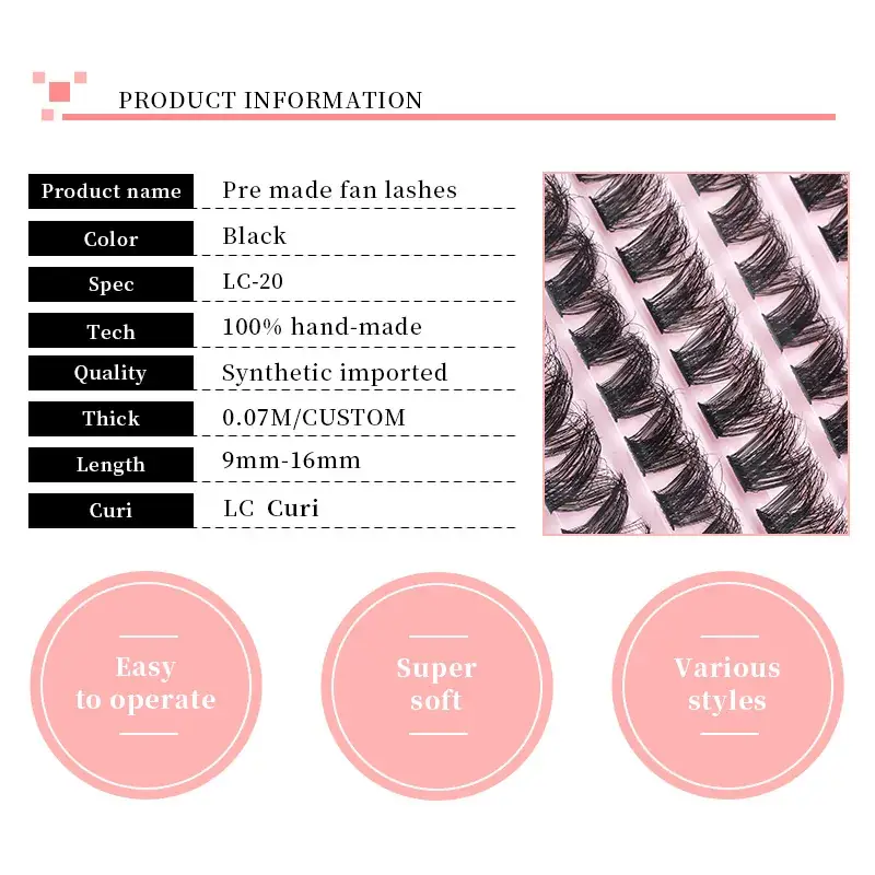 Pink False Eyelash Set with Glue & Tweezers - Image 7