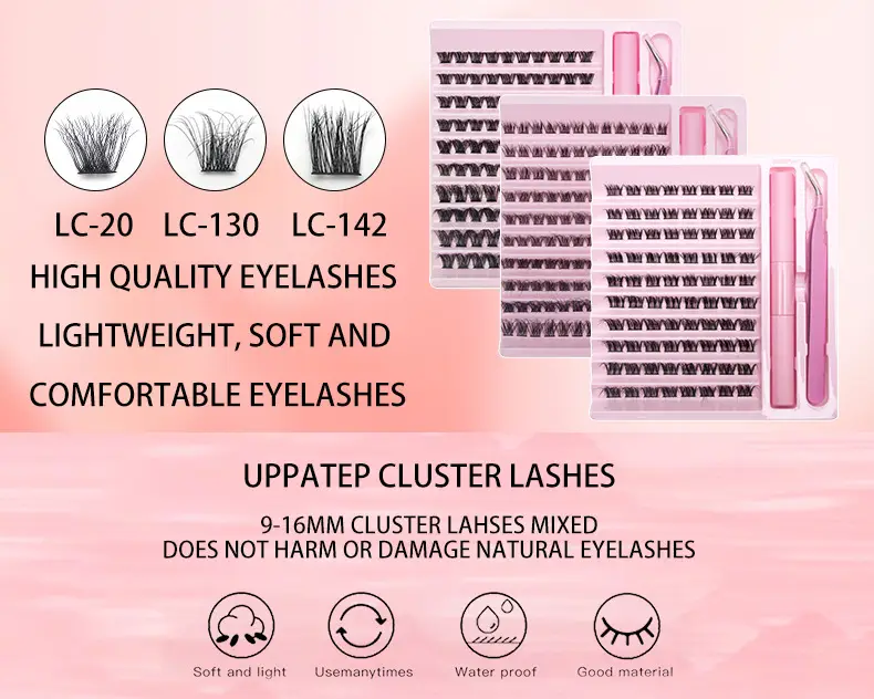 Pink False Eyelash Set with Glue & Tweezers — feature 1