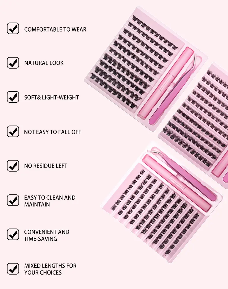 Pink False Eyelash Set with Glue & Tweezers — feature 2