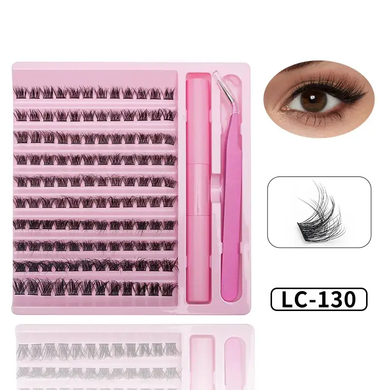 Pink False Eyelash Set with Glue & Tweezers - Image 2