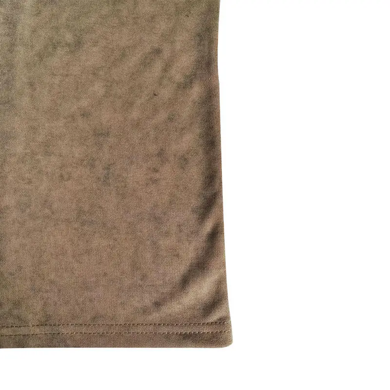 Men's Green Lapel T-Shirt Short Sleeve Retro Wash — feature 21