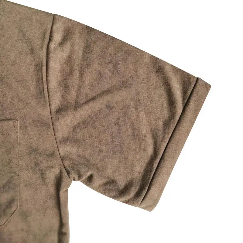 Men's Green Lapel T-Shirt Short Sleeve Retro Wash — feature 23