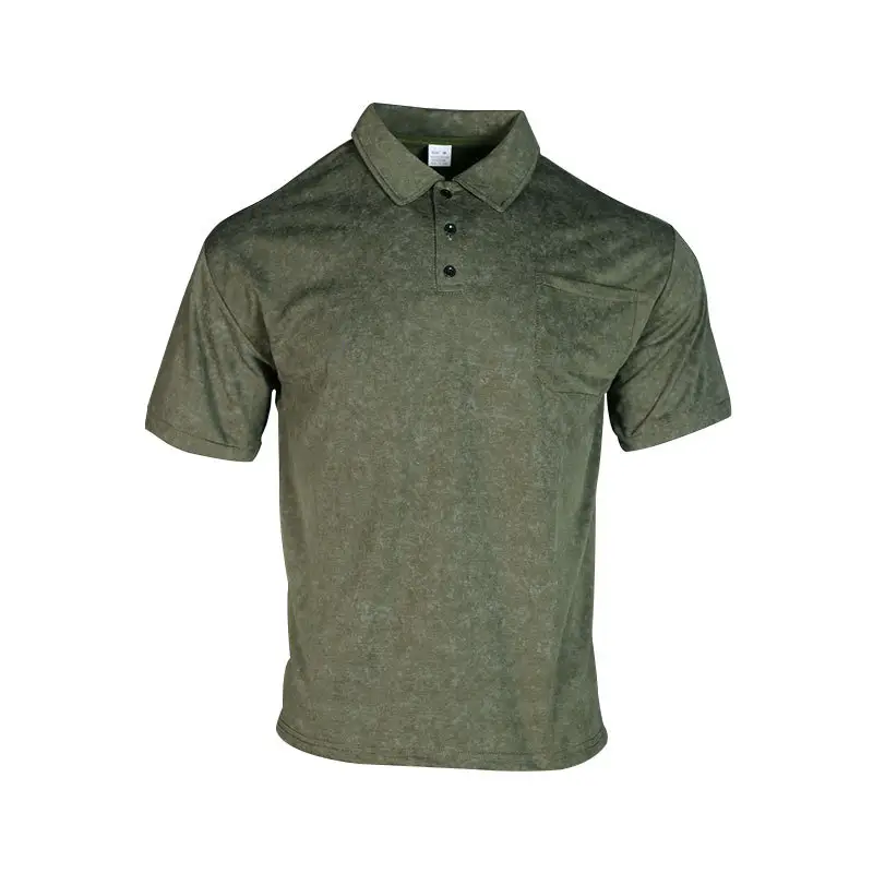 Men's Green Lapel T-Shirt Short Sleeve Retro Wash — feature 46