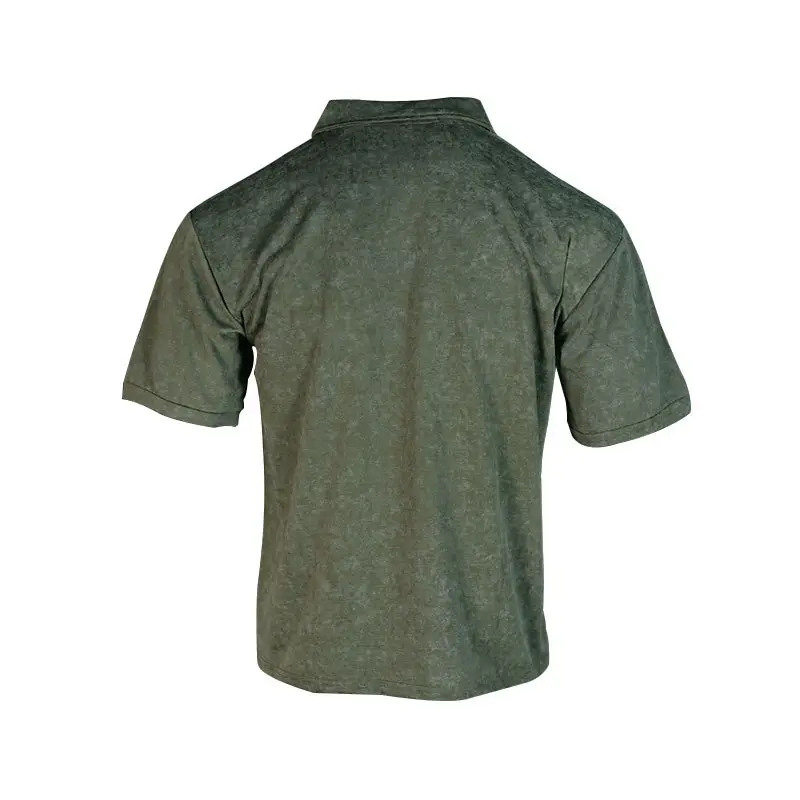 Men's Green Lapel T-Shirt Short Sleeve Retro Wash — feature 47