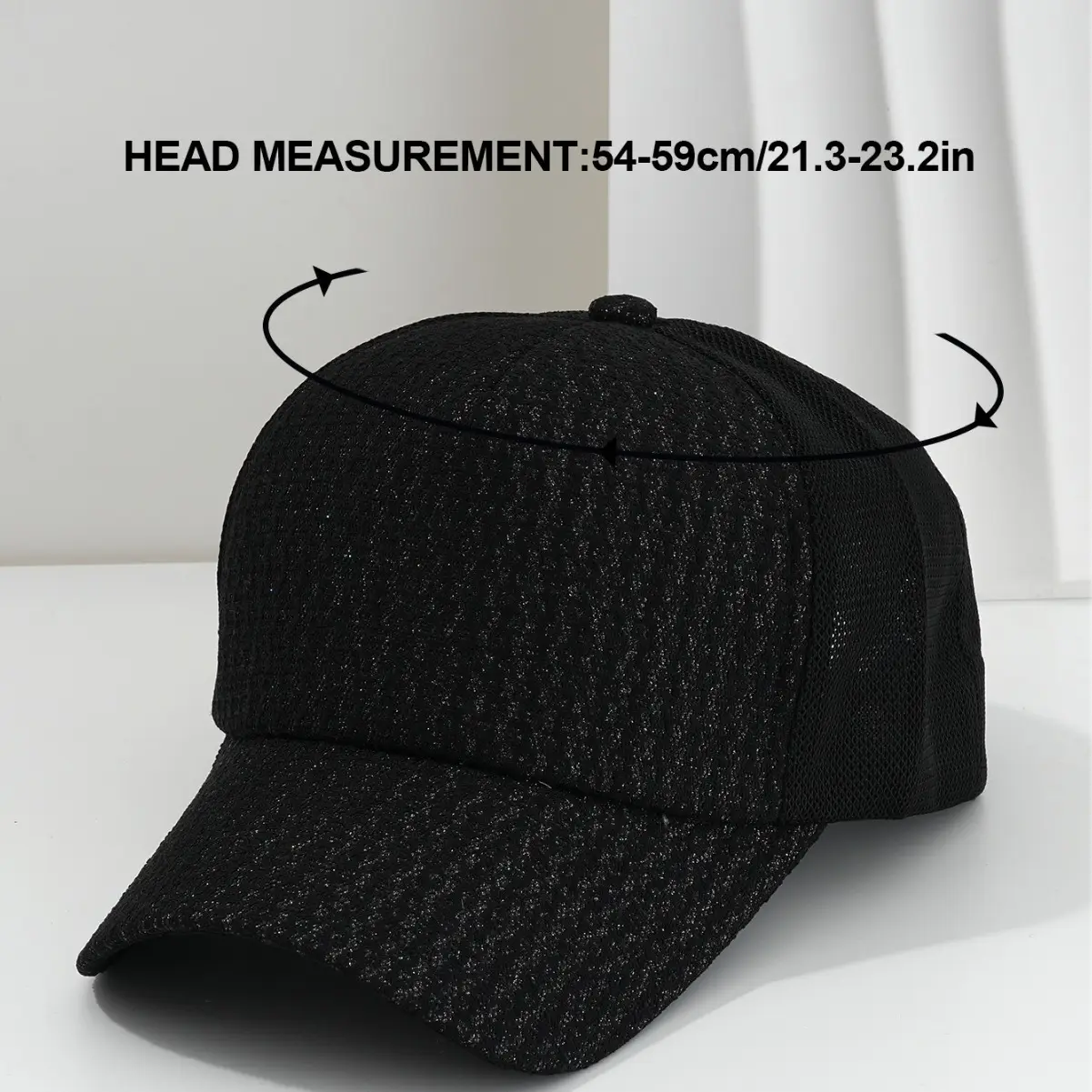 Women's Black Waffle Cap 54-59cm Camping Outdoor - Image 7