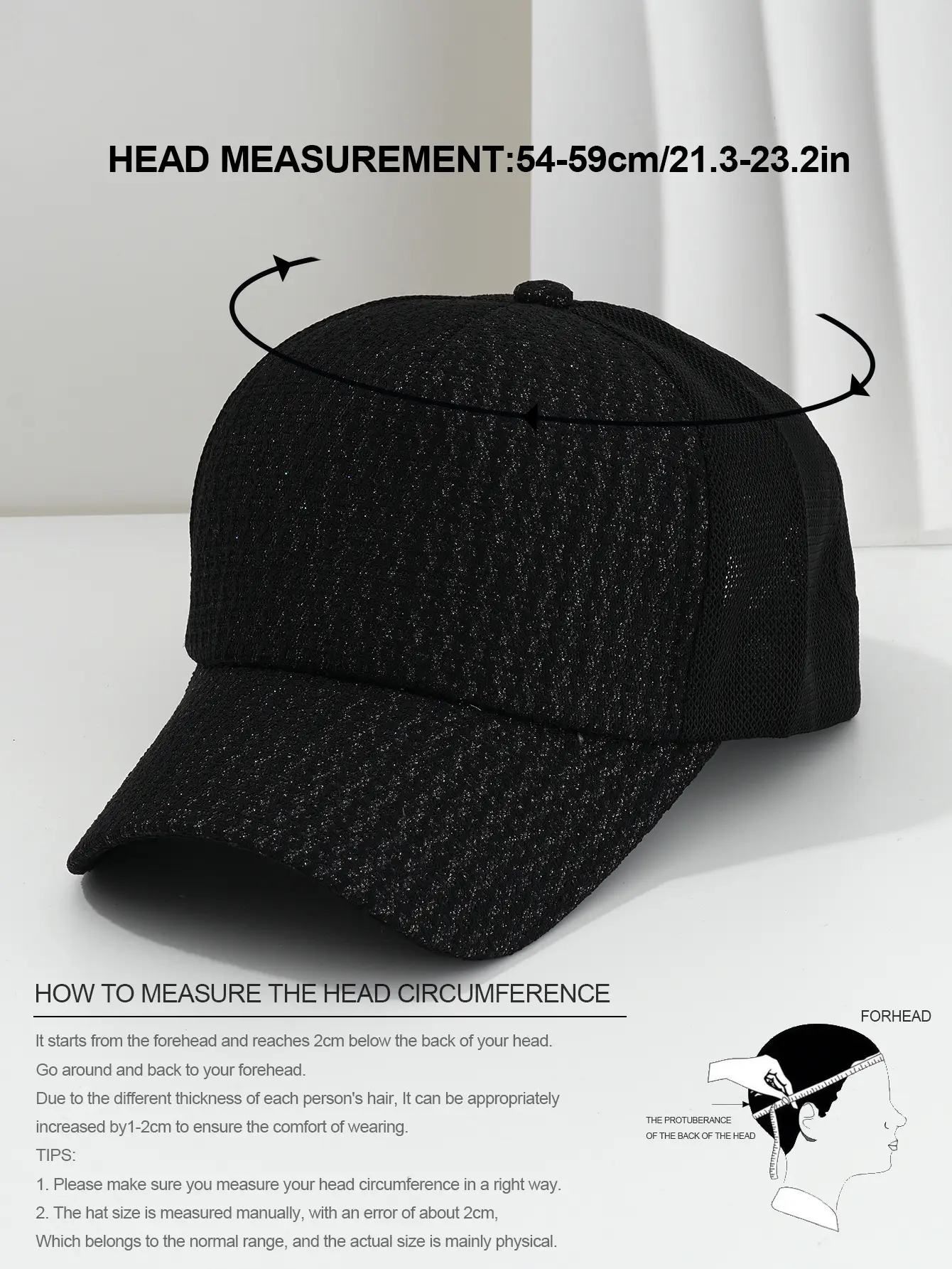 Women's Black Waffle Cap 54-59cm Camping Outdoor — feature 3