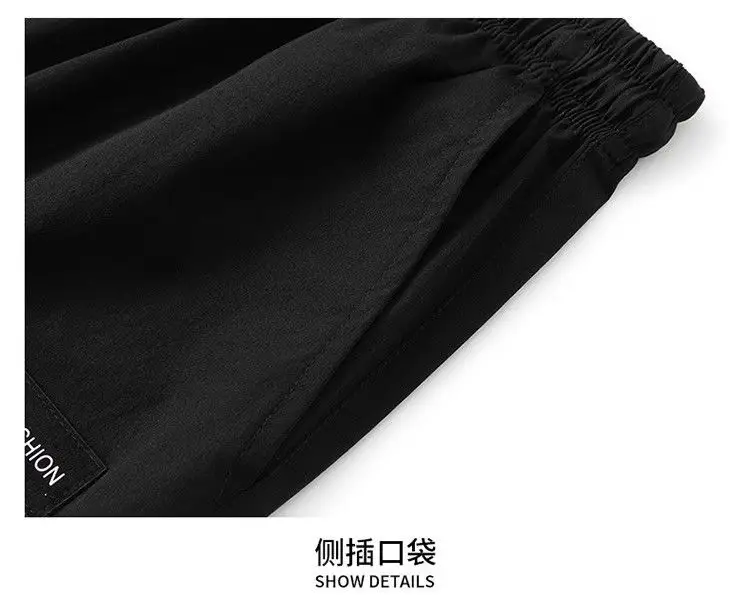 Men Ice Silk Capri Shorts Black Breathable — feature 11